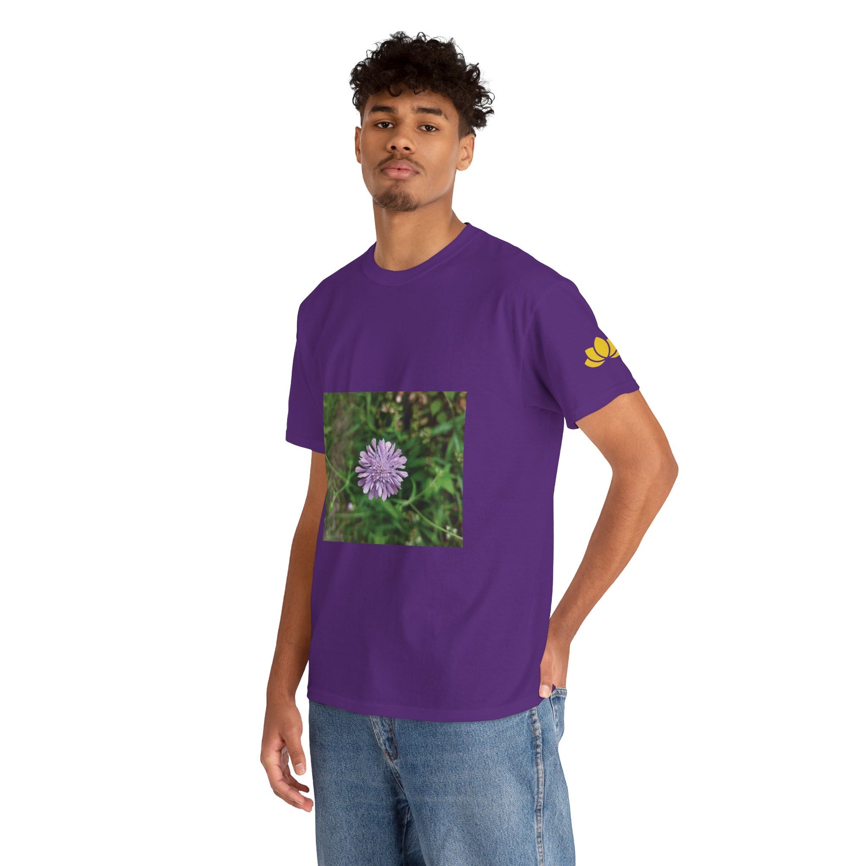 Unisex Heavy Cotton Tee - Flower of Knautia Integrifolia (Ambretta Annuale)