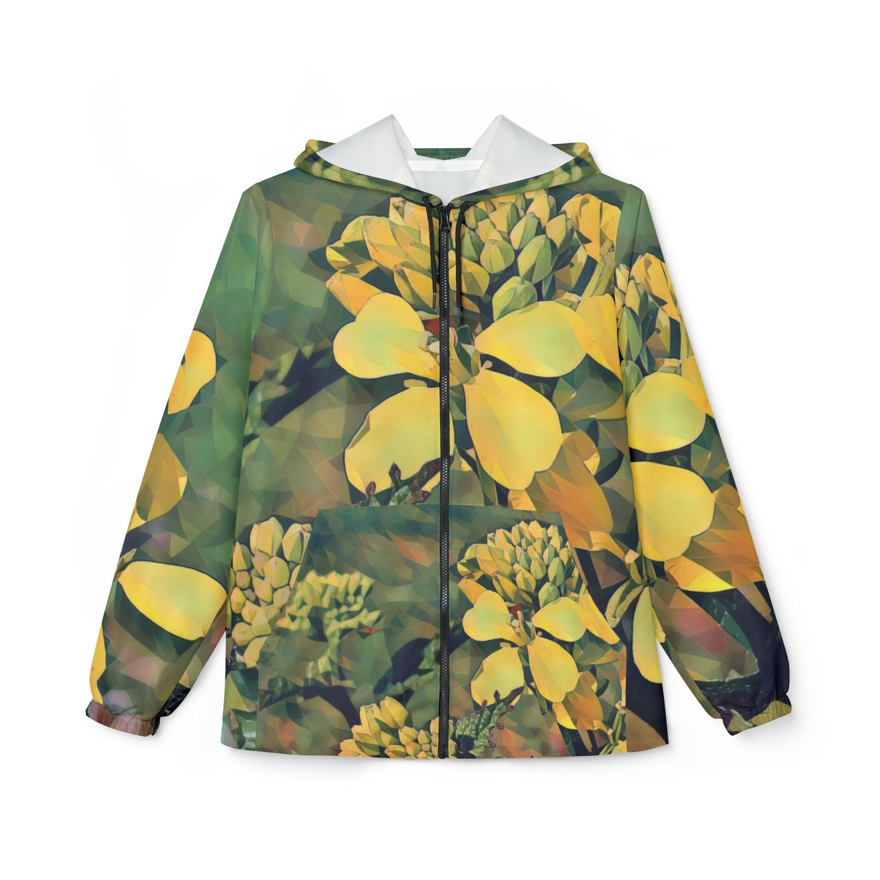 Windbreaker Jacket - Poly Art - Flower, Yellow Petals