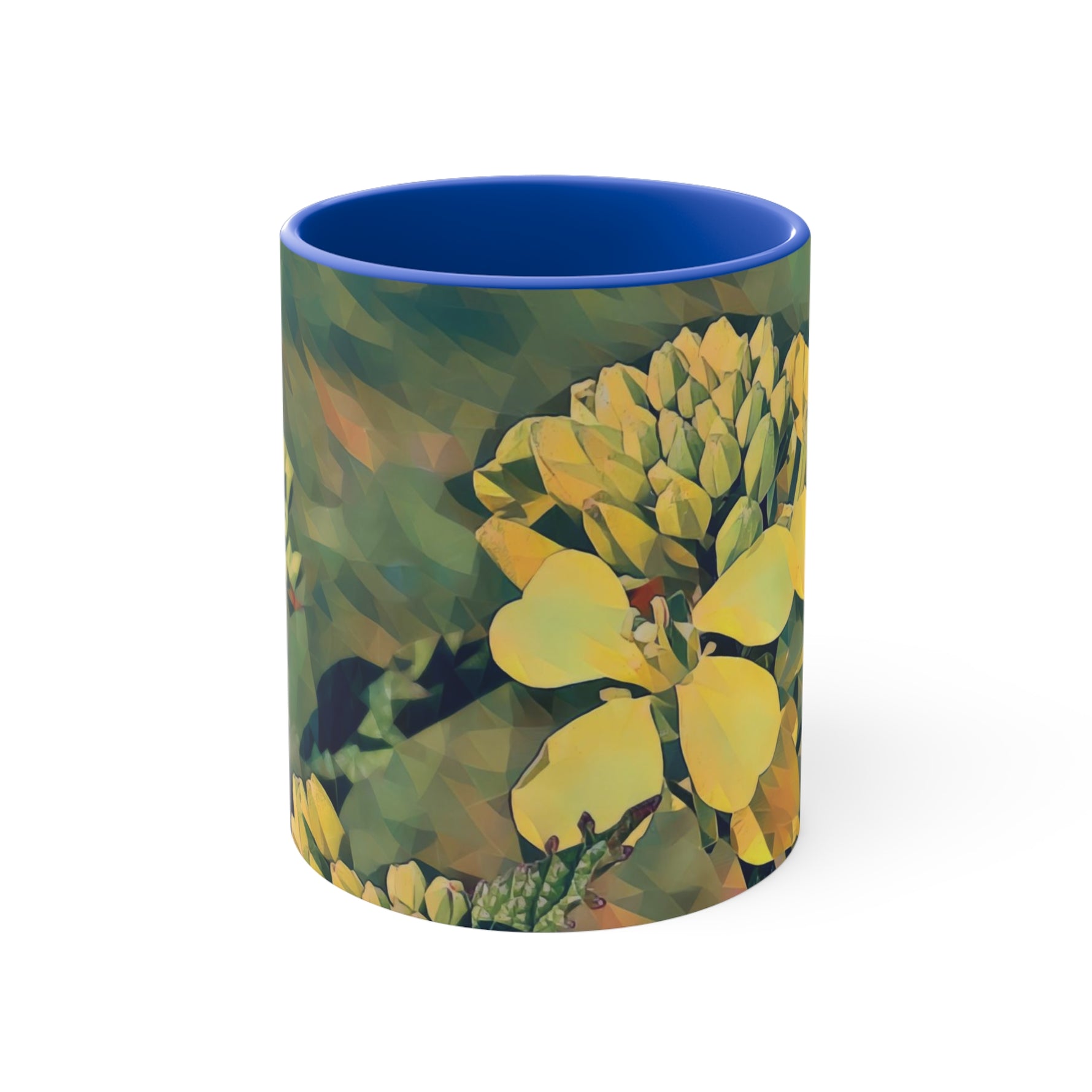 Mug 11oz - Poly Art - Flower, Yellow