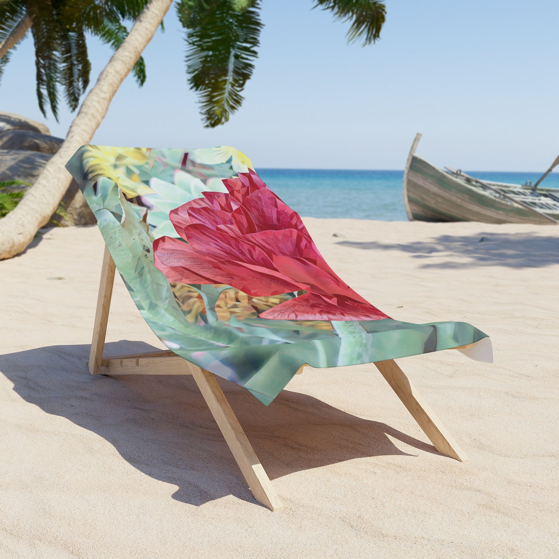 Beach Towel – Poly Art - Flower of Dahlia in Red (Variant 3)