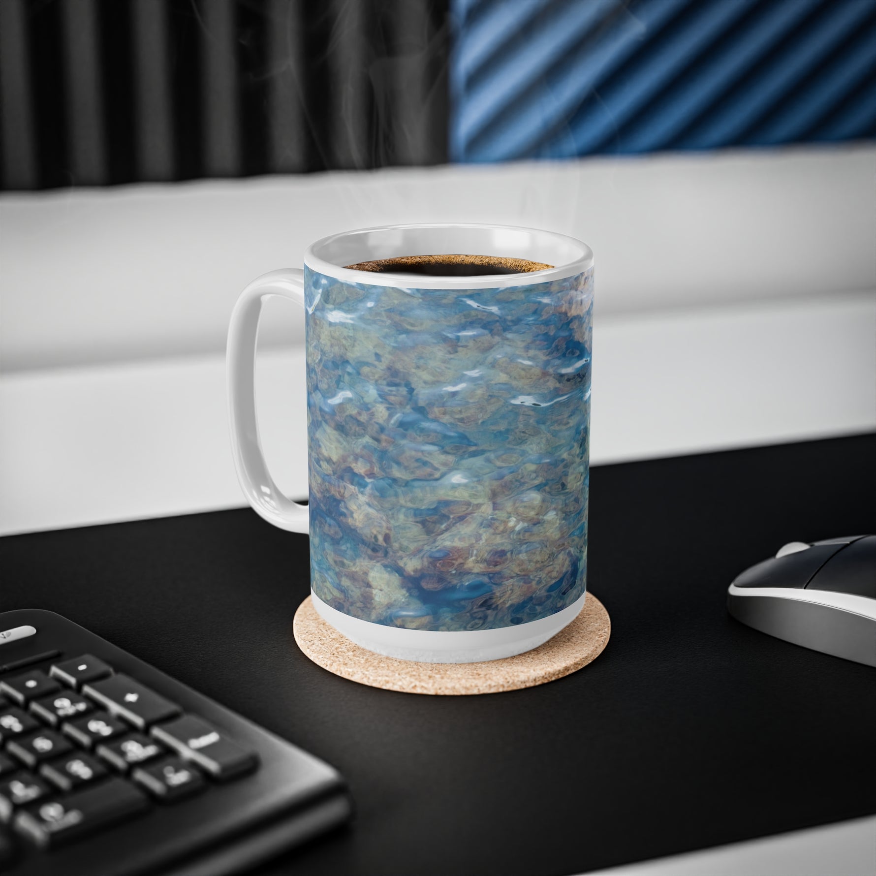Ceramic White Cup 15oz - Sea (Variant 04)