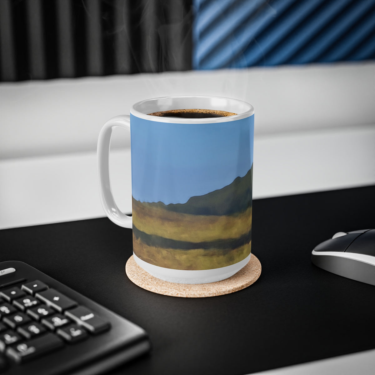 Ceramic White Cup 15oz - Tuscan Landscape (Variant 1)