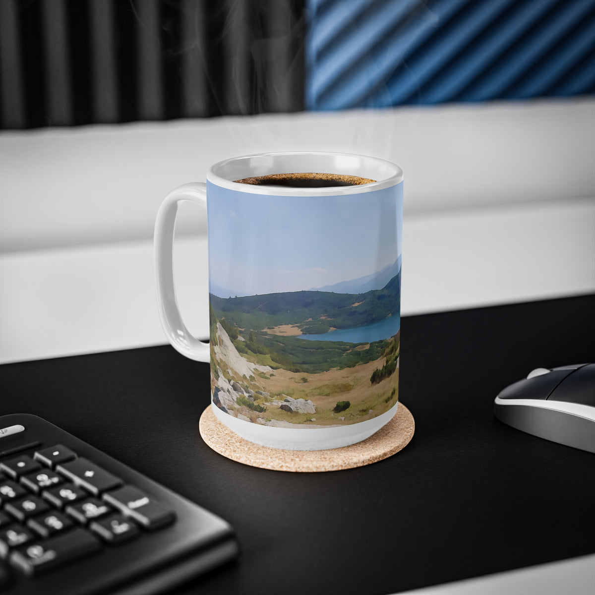 Ceramic White Cup 15oz - Rila Lakes, Bulgaria (Variant 3)