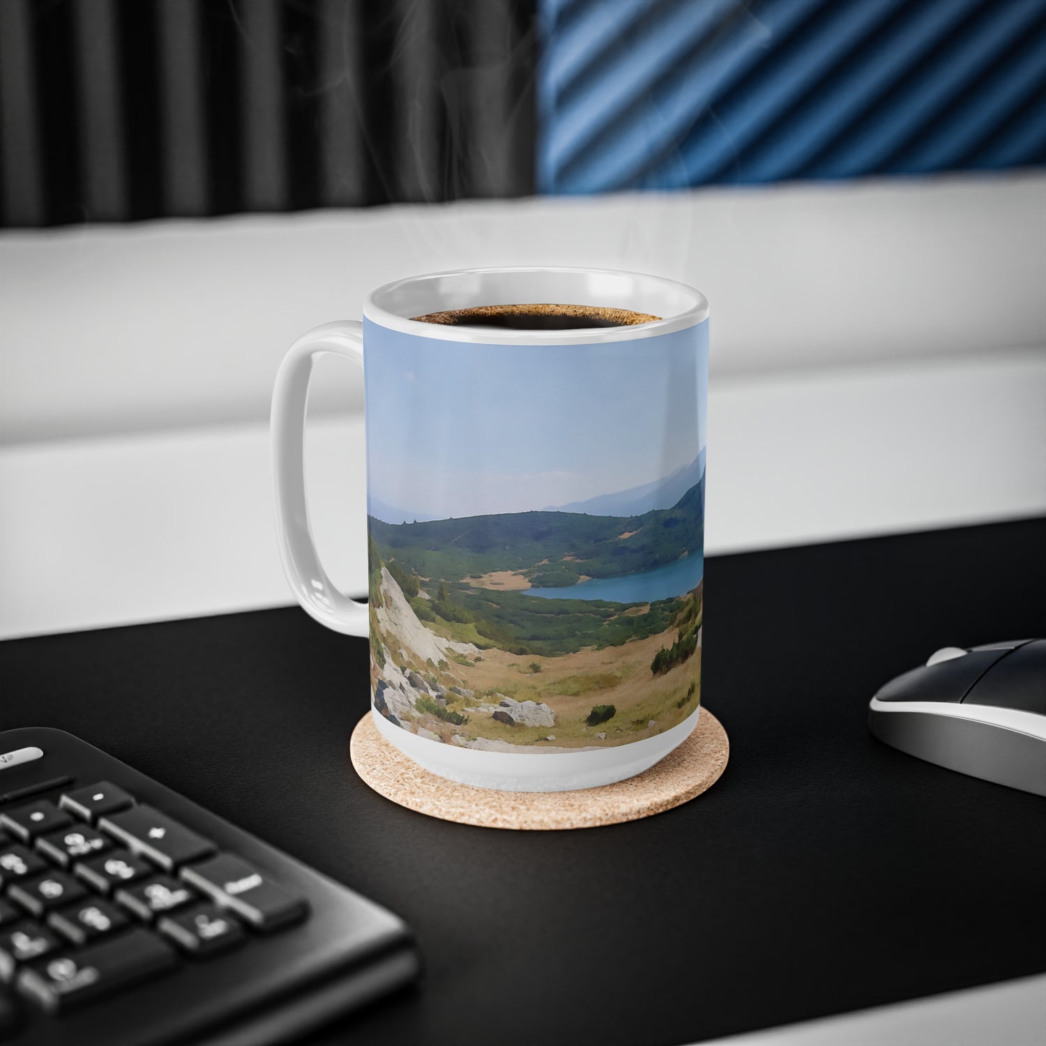 Ceramic White Cup 15oz - Rila Lakes, Bulgaria (Variant 3)