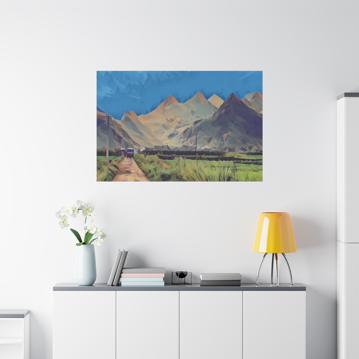 Stretched Matte Canvas - Poly Art - China's Guilin Hills