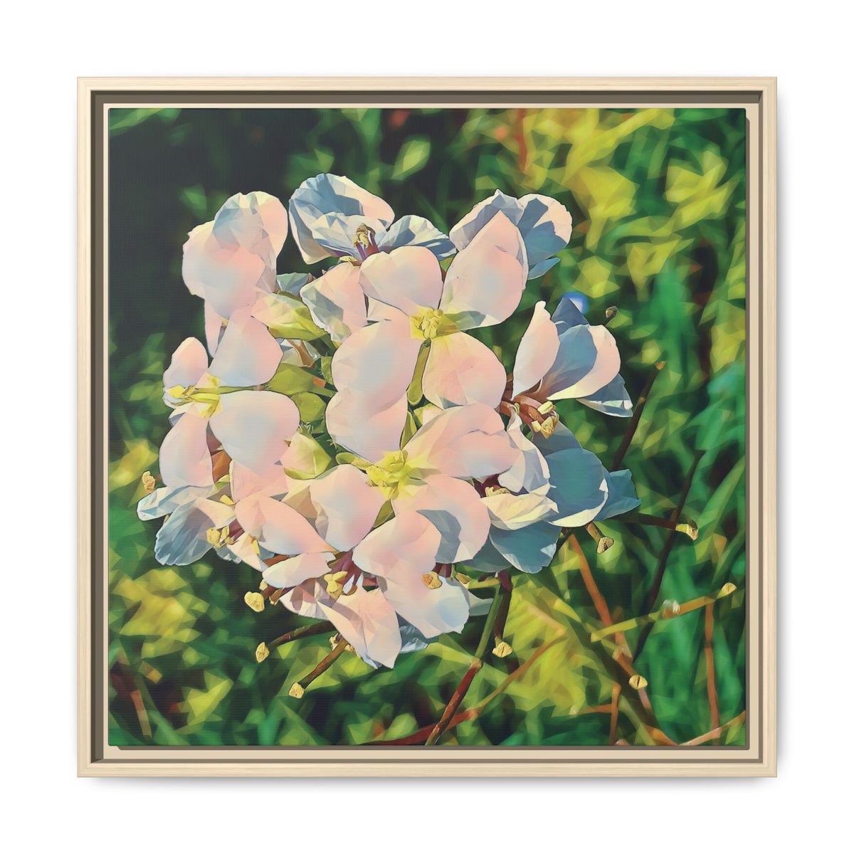 White Blossom | Poly Art | Framed Canvas