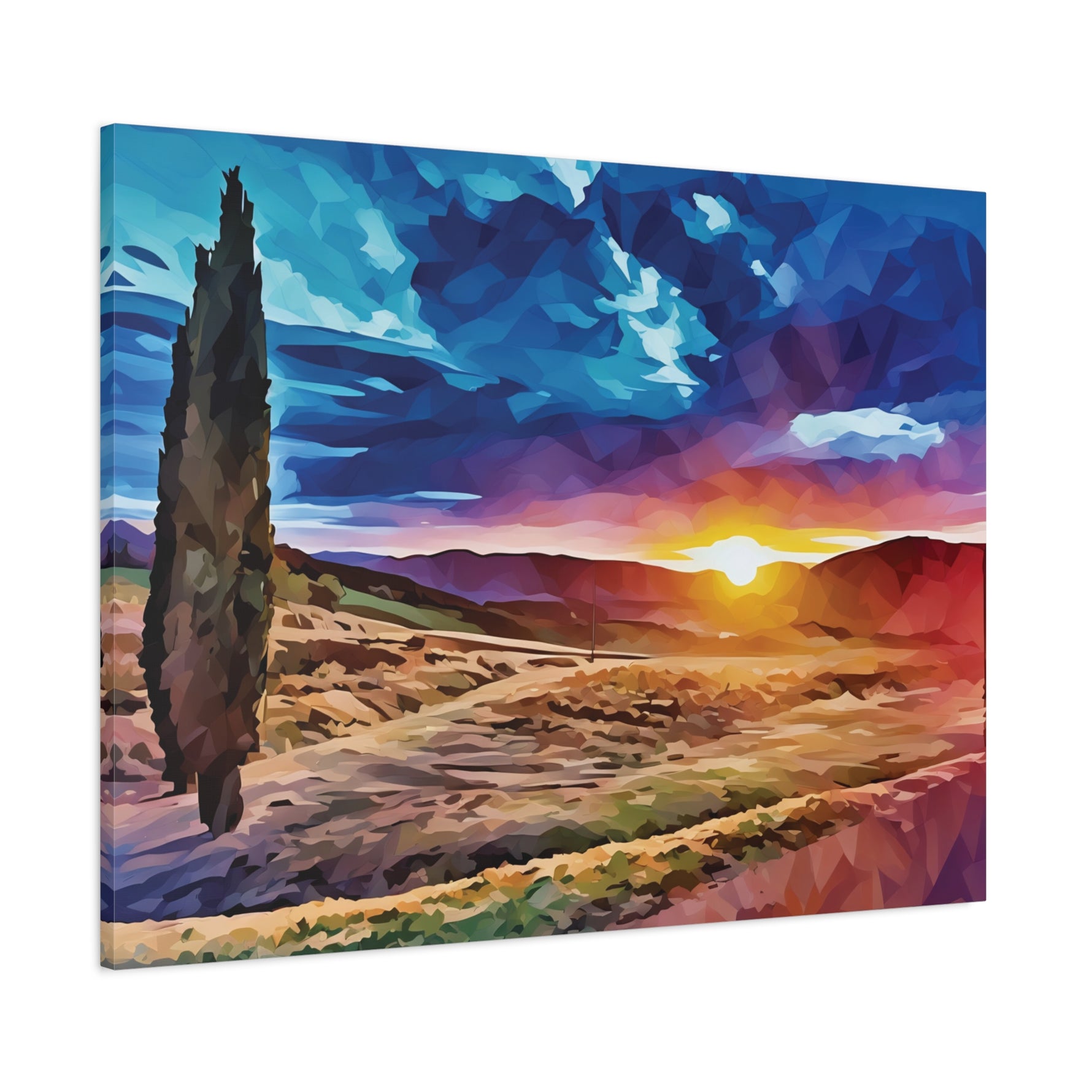 Stretched Matte Canvas - Poly Art - Tuscan Landscape (Variant 2)