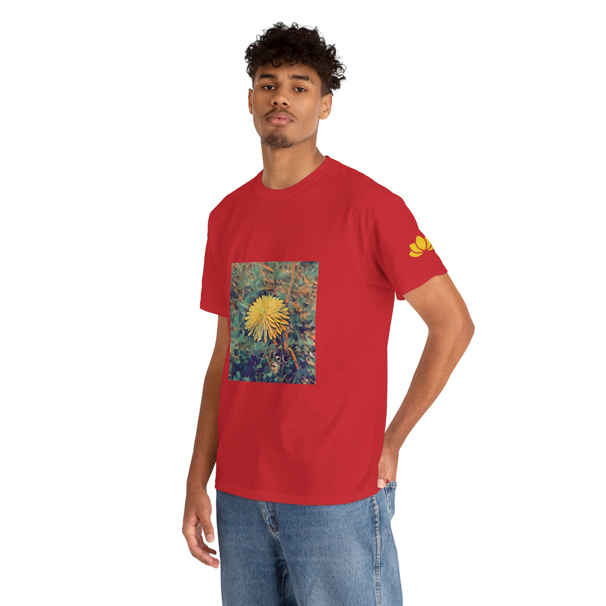 Unisex Heavy Cotton Tee - Poly Art - Flower of Dandelion (Variant 1)