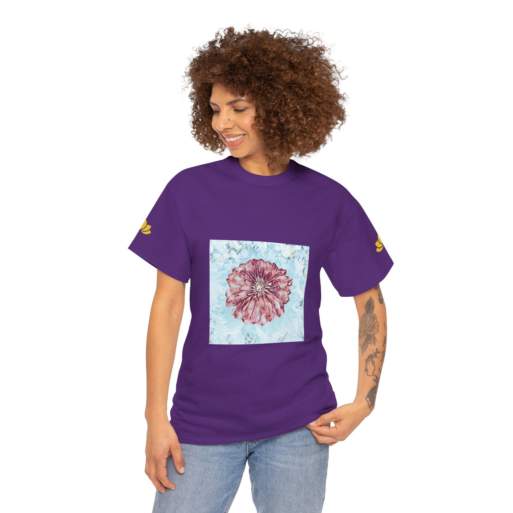 Unisex Heavy Cotton Tee - Poly Art - Flower of Dahlia (Variant 2)