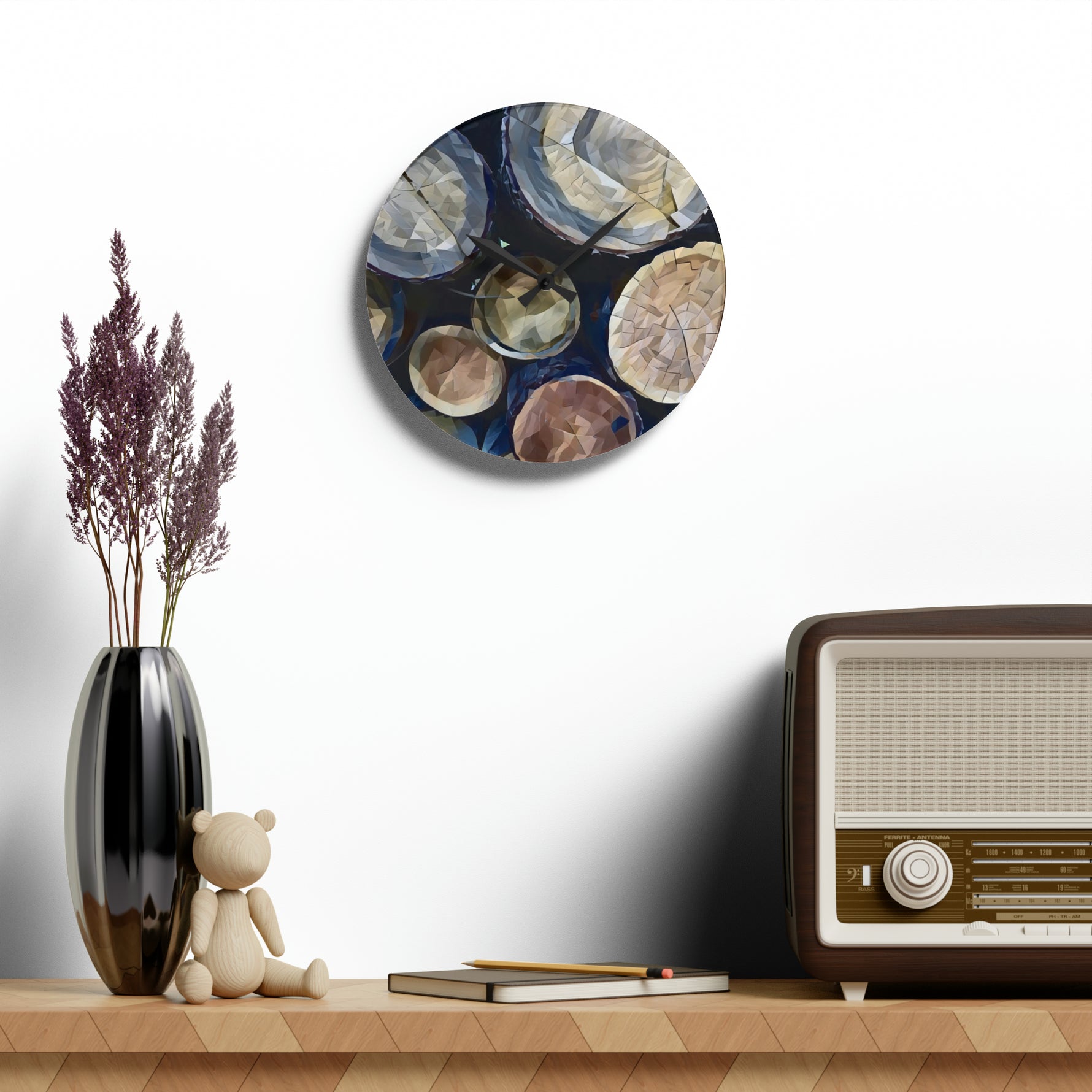 Acrylic Wall Clock - Poly Art - Wooden Trunks (Variant 2)
