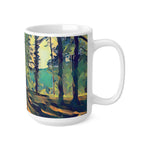 Ceramic White Cup 15oz - Poly Art - Forest (Variant 03)