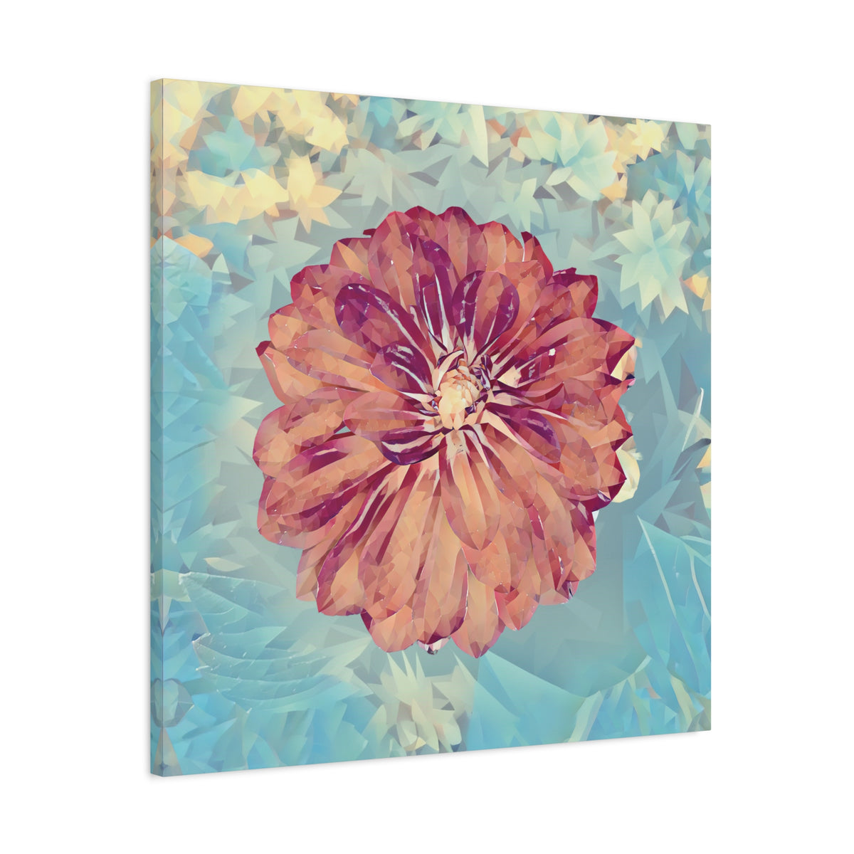 Stretched Matte Canvas - Poly Art - Flower of Dahlia (Variant 1)