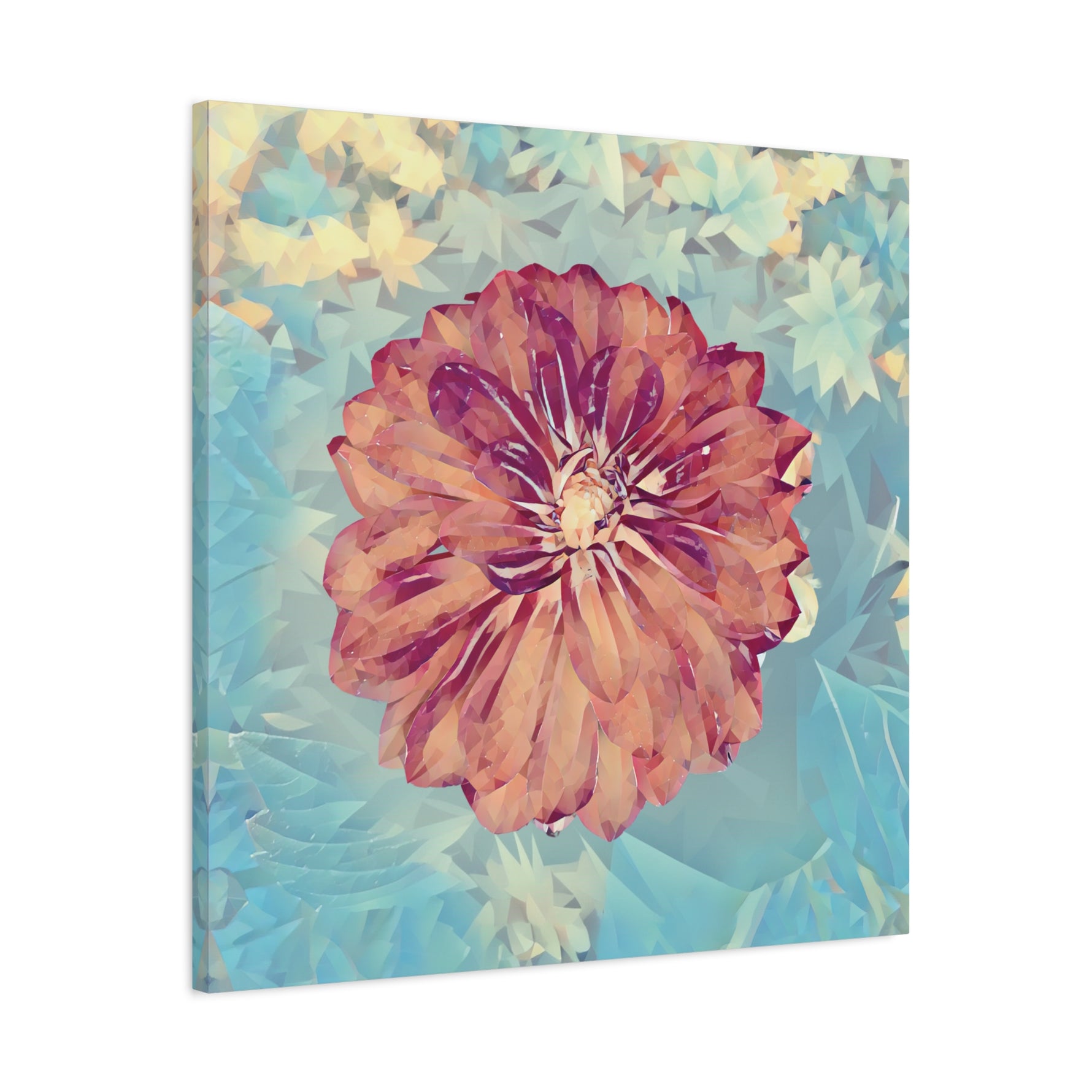 Stretched Matte Canvas - Poly Art - Flower of Dahlia (Variant 1)