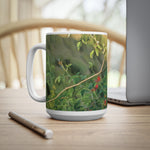 Ceramic White Cup 15oz - Poly Art - Rosehip plant (Variant 2)