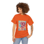 Unisex Heavy Cotton Tee - Poly Art - Flower of in sky blue and red