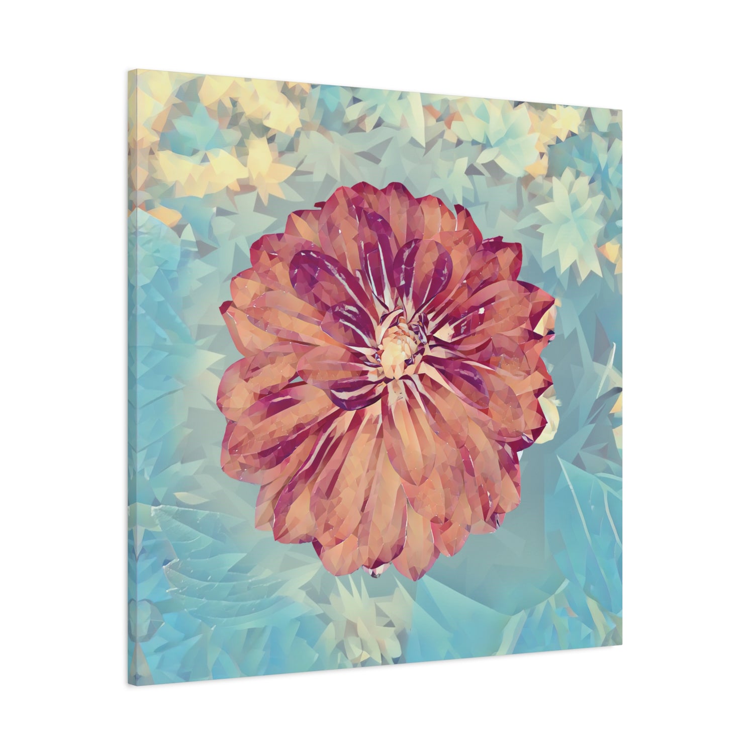 Stretched Matte Canvas - Poly Art - Flower of Dahlia (Variant 1)