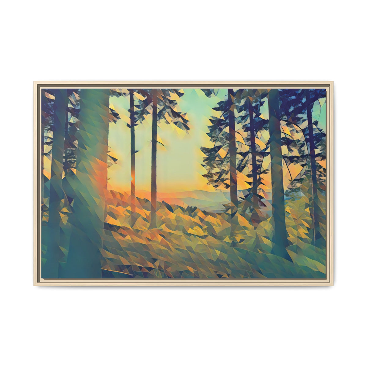 Sunset (Azure) | Poly Art | Framed Canvas