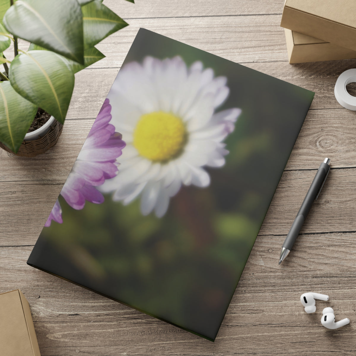 Hardcover Notebook with Puffy Covers - Flower of Daisies