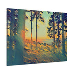Stretched Matte Canvas - Poly Art - Forest Sunset (Variant 1)