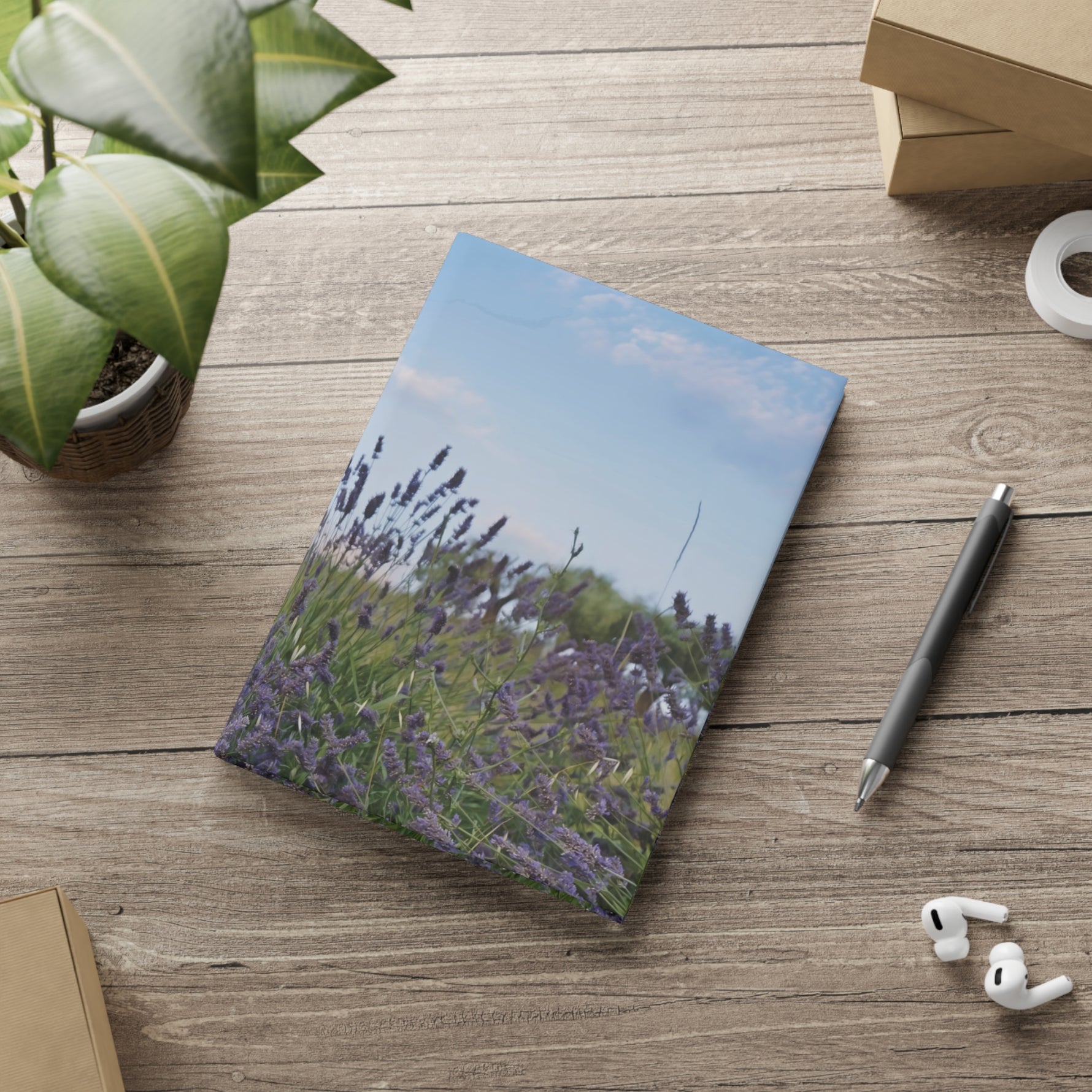 Hardcover Notebook with Puffy Covers - Flower of Lavender