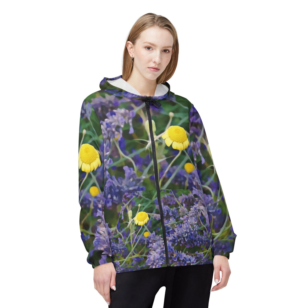 Windbreaker Jacket - Flower of Lavender and Chamomile
