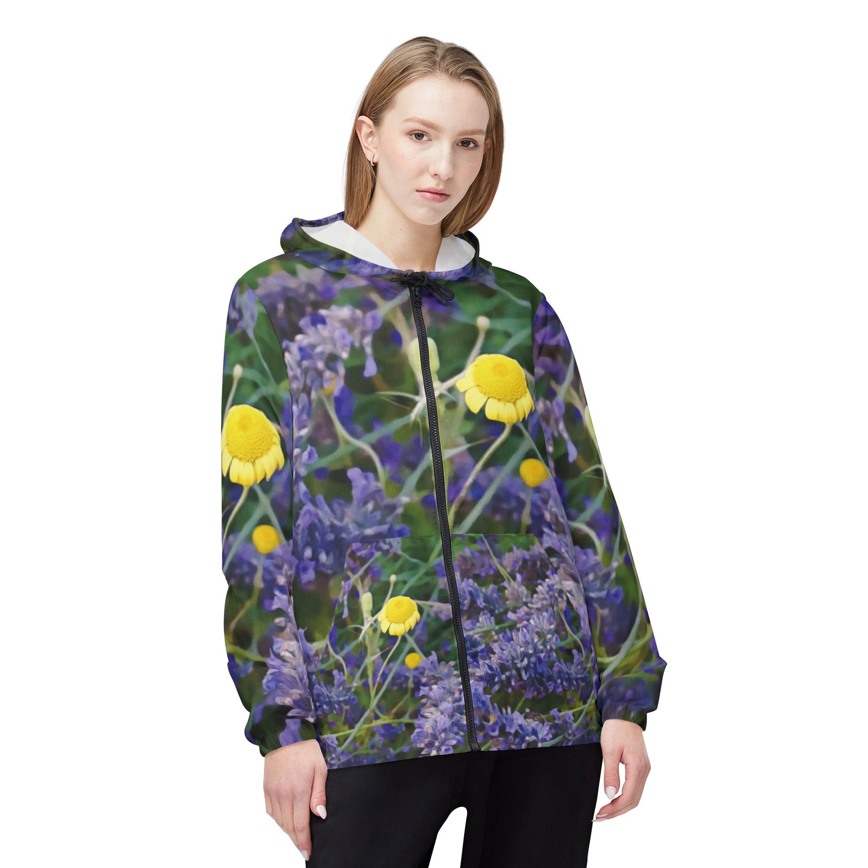 Windbreaker Jacket - Flower of Lavender and Chamomile