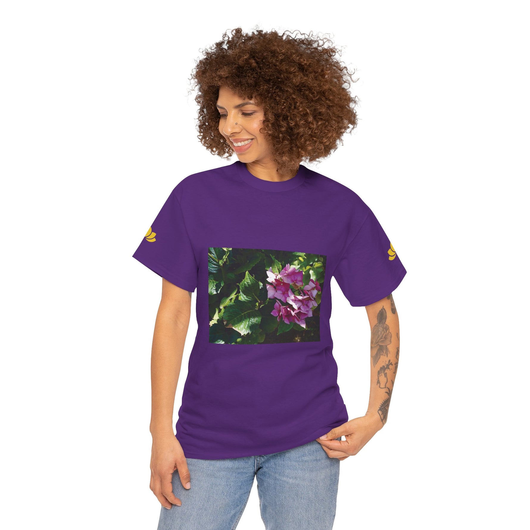Unisex Heavy Cotton Tee - Flower of Ortensia/Hydrangea Macrophylla