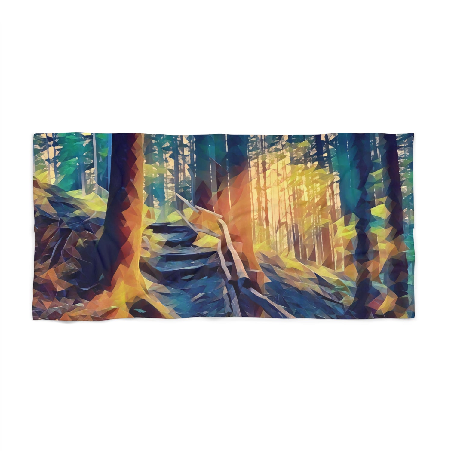 Beach Towel – Poly Art - Forest, a Path