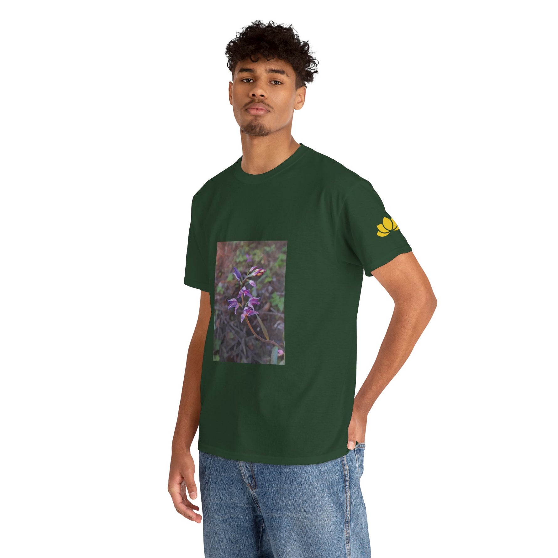 Unisex Heavy Cotton Tee - Poly Art - Flower of Cephalanthera Rubra