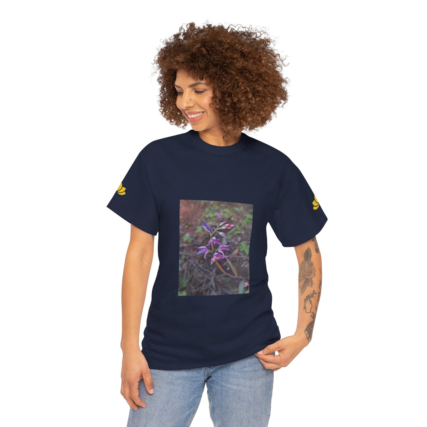Unisex Heavy Cotton Tee - Poly Art - Flower of Cephalanthera Rubra