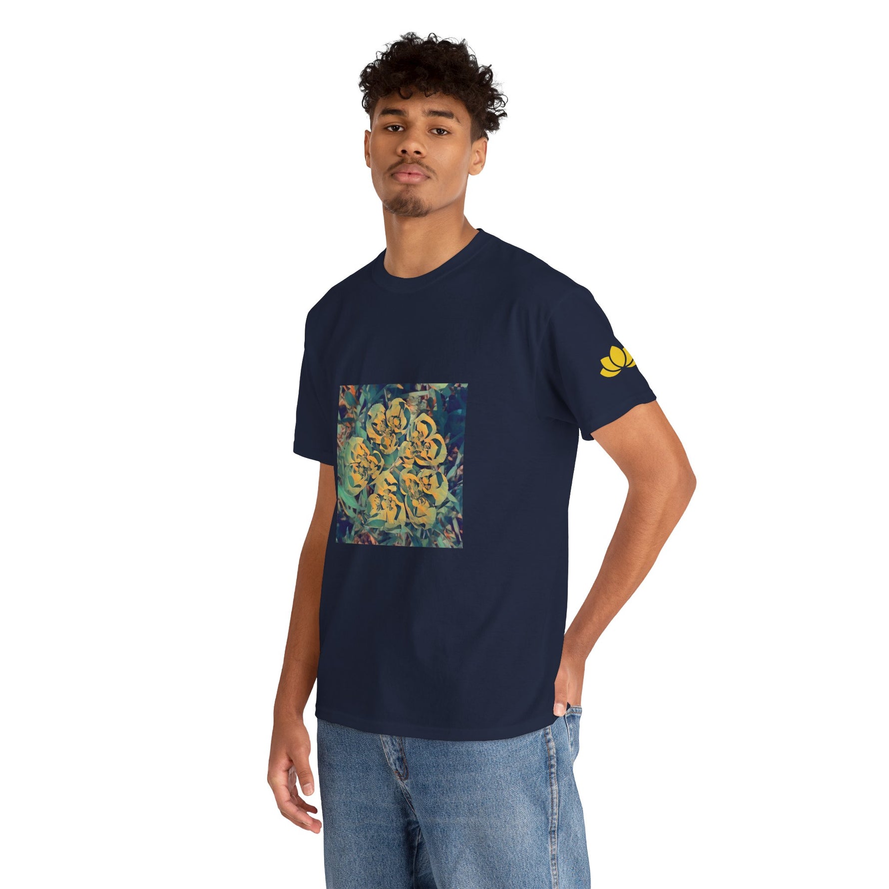 Unisex Heavy Cotton Tee - Poly Art - Flower of Euphorbia Helioscopia