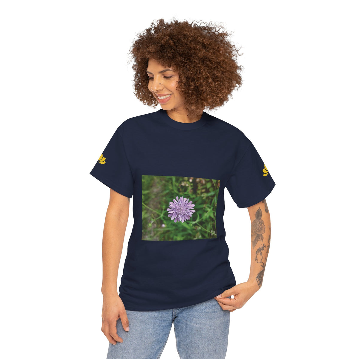 Unisex Heavy Cotton Tee - Flower of Knautia Integrifolia (Ambretta Annuale)