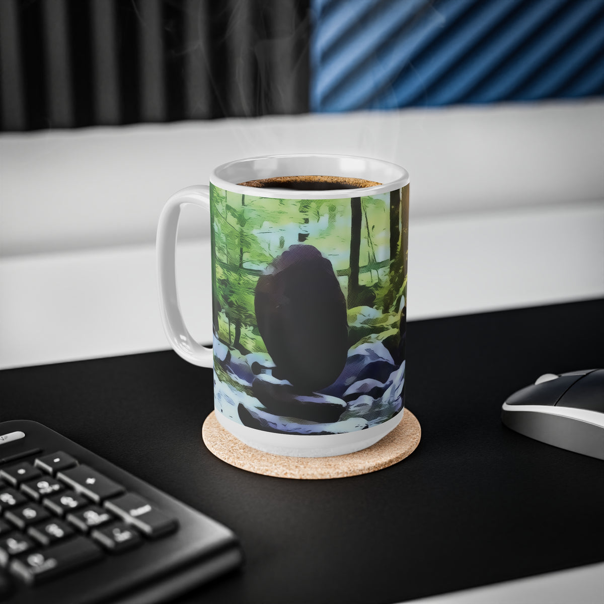 Ceramic White Cup 15oz - Stone Balance (Variant 3)