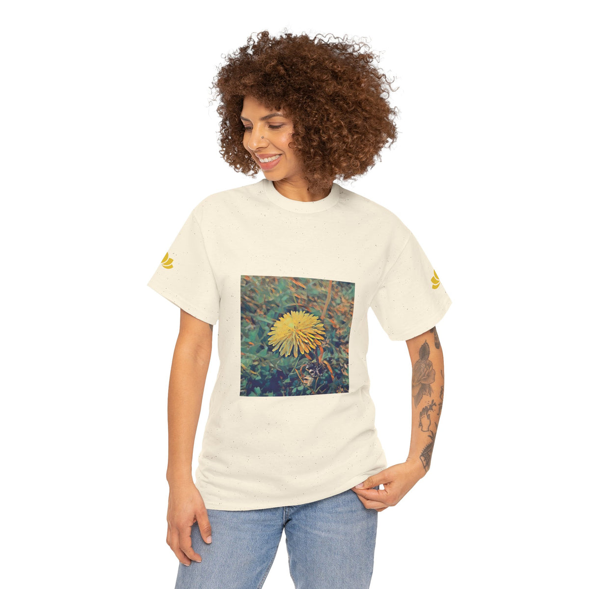 Unisex Heavy Cotton Tee - Poly Art - Flower of Dandelion (Variant 1)