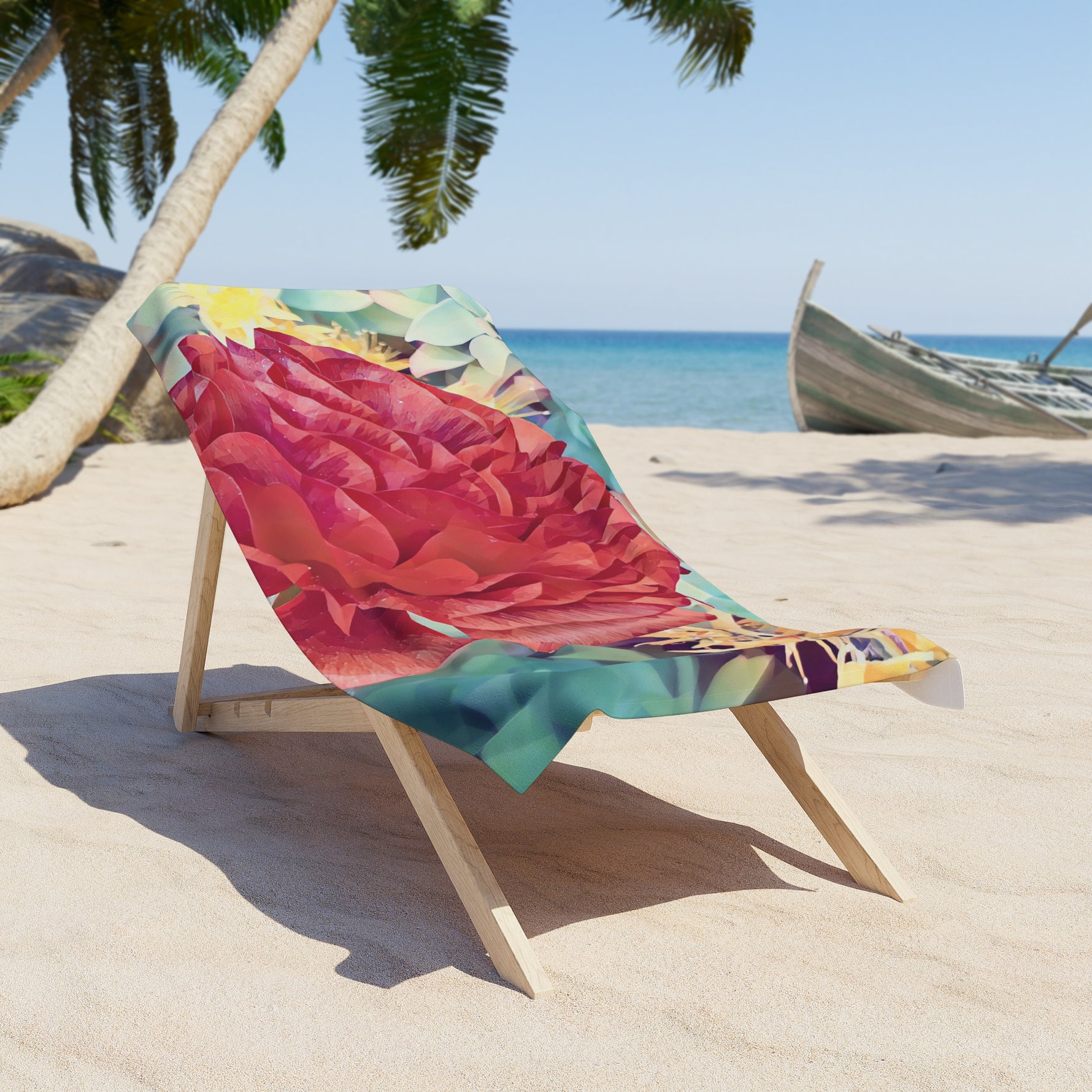 Beach Towel – Poly Art - Flower of Dahlia in Red (Variant 2)