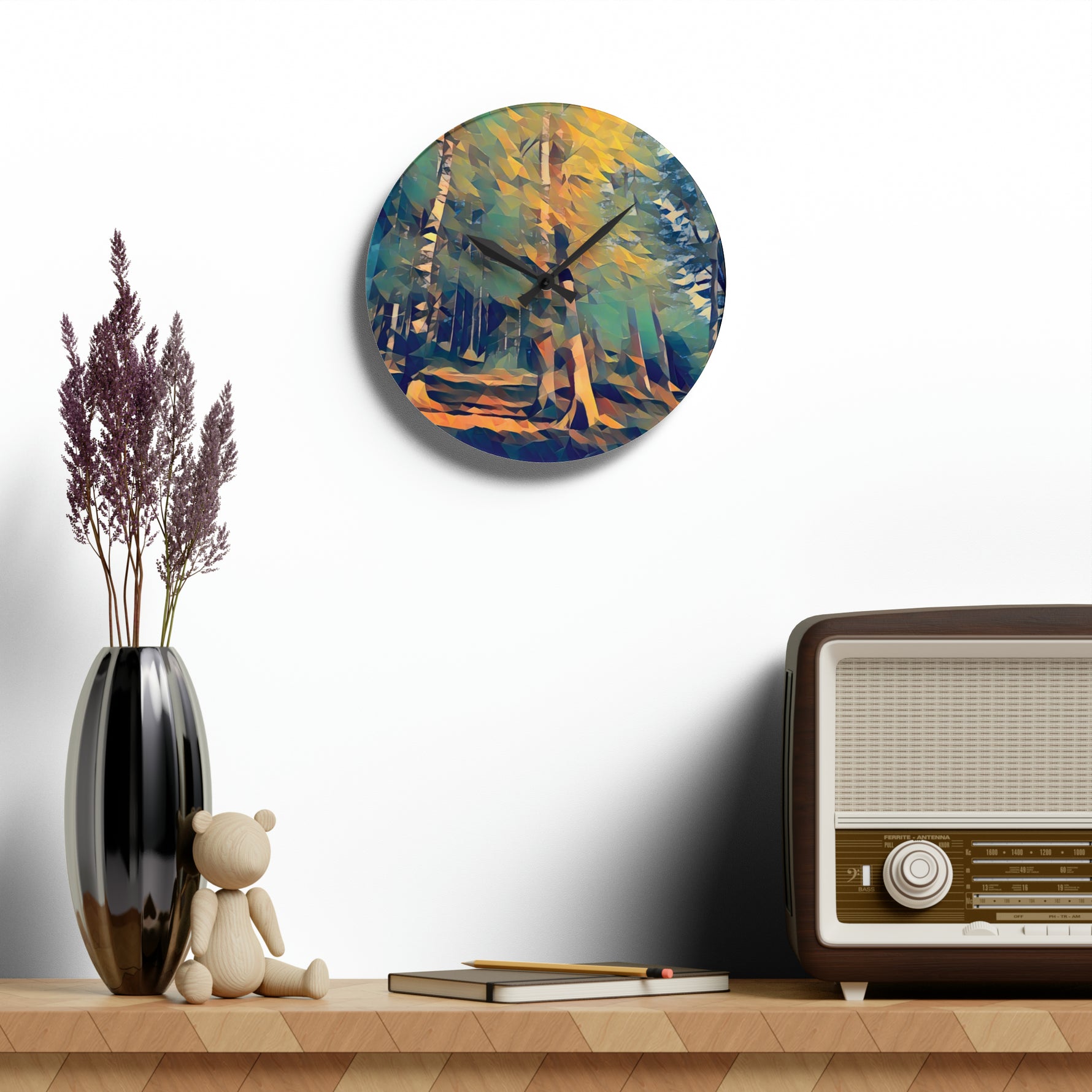 Acrylic Wall Clock - Poly Art - Forest (Variant 01)
