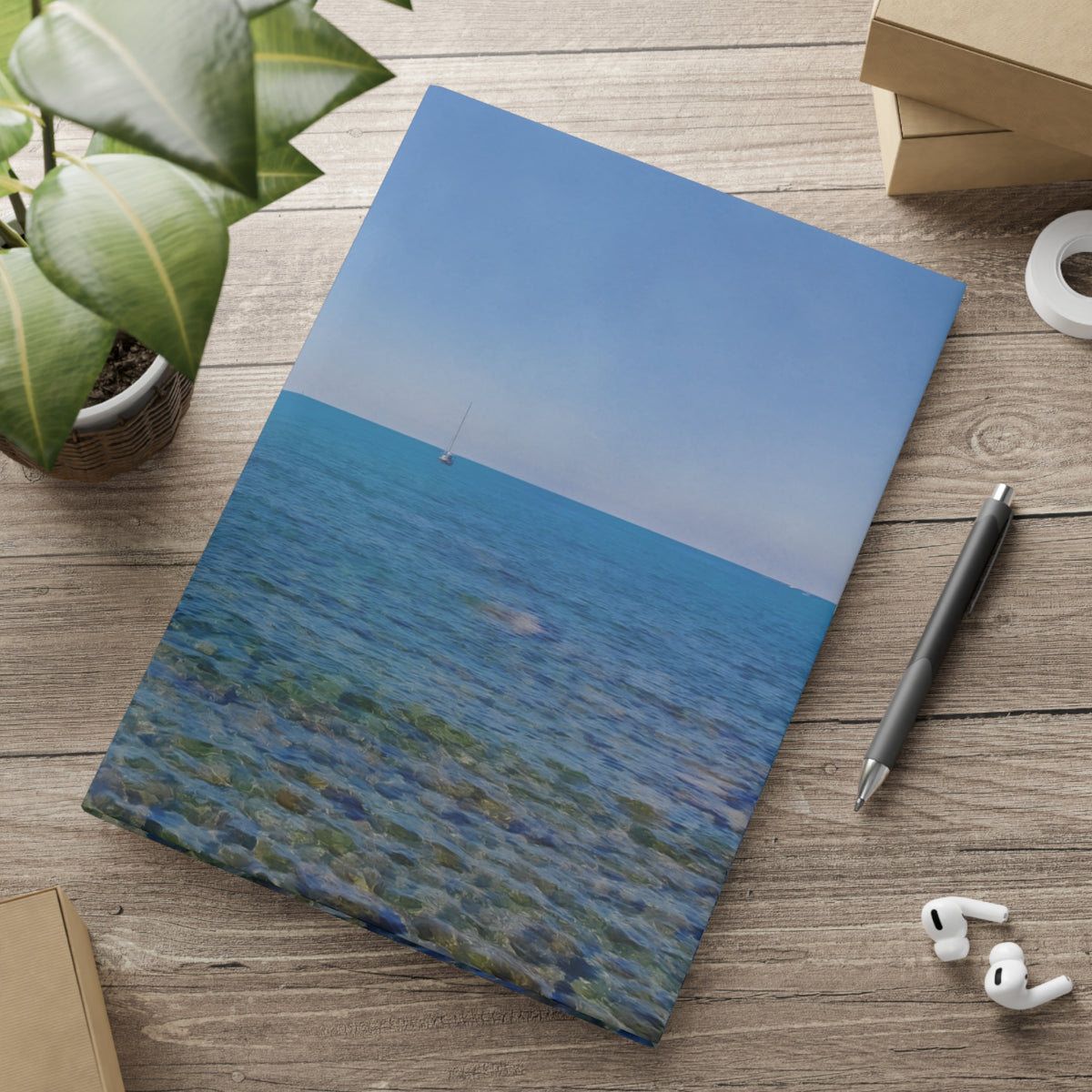 Hardcover Notebook with Puffy Covers - Sea Landscape (Variant 02)