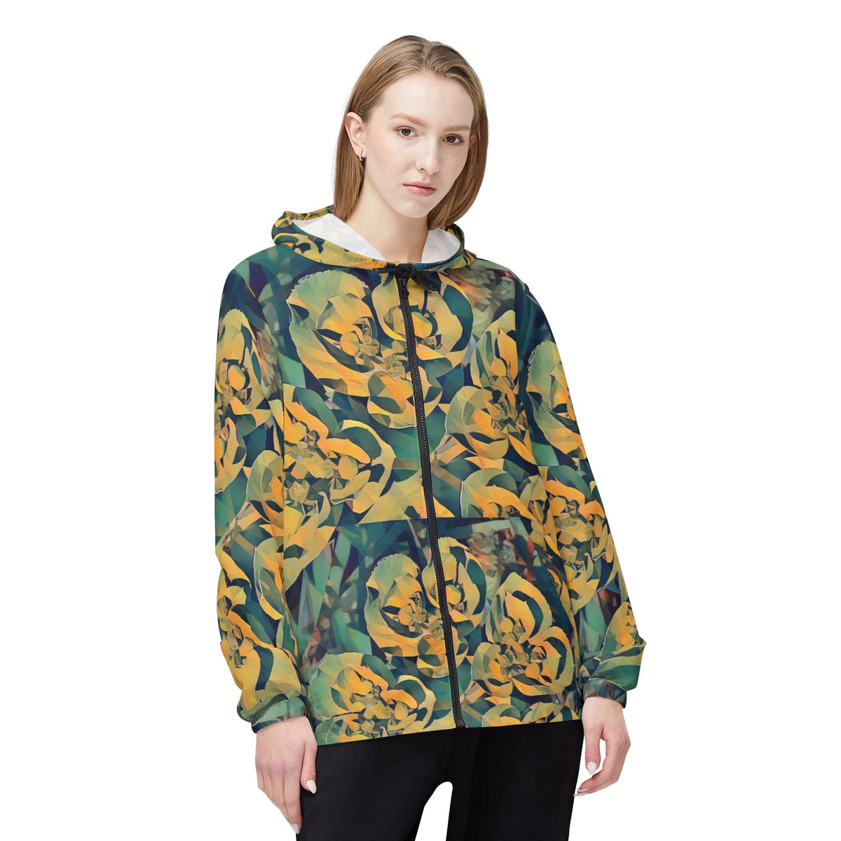 Windbreaker Jacket - Poly Art - Flower of Euphorbia Helioscopia