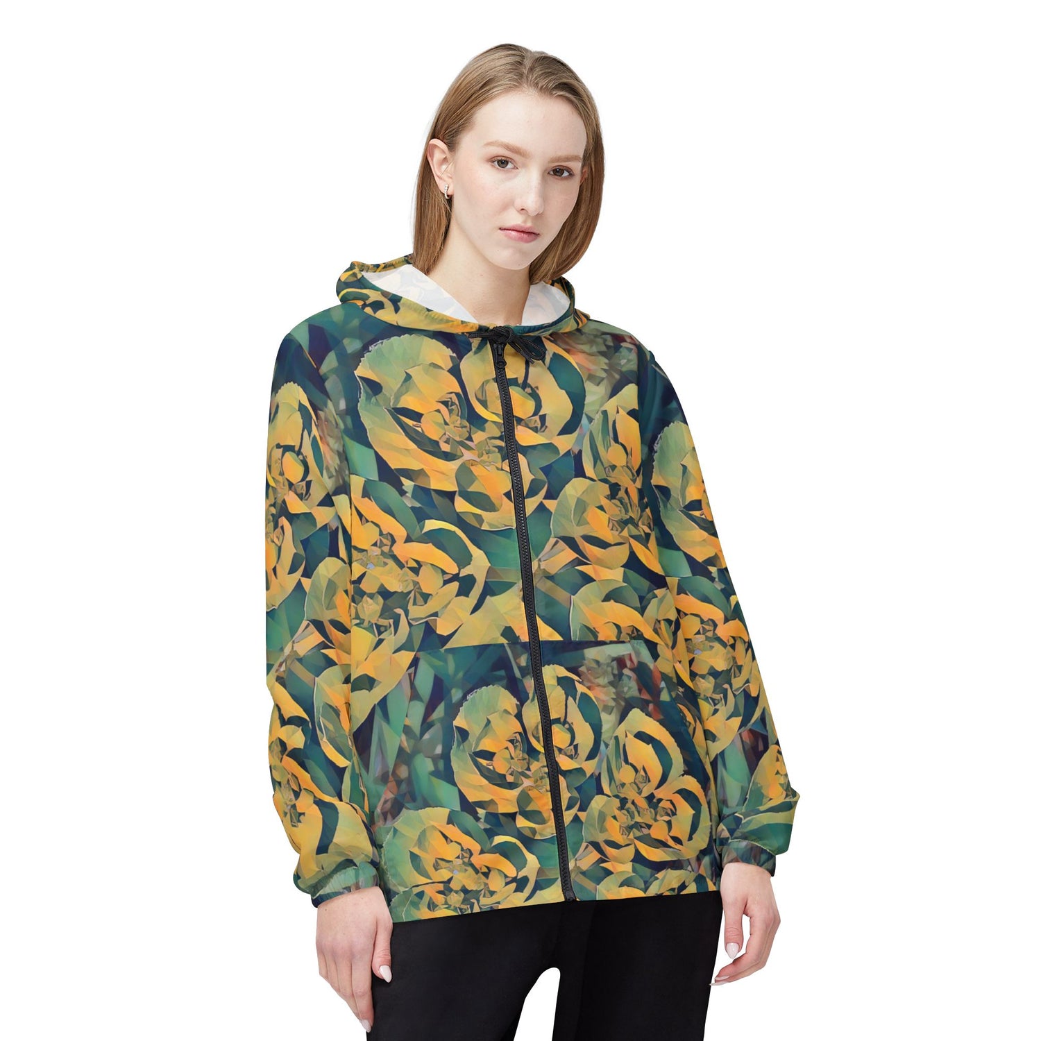 Windbreaker Jacket - Poly Art - Flower of Euphorbia Helioscopia