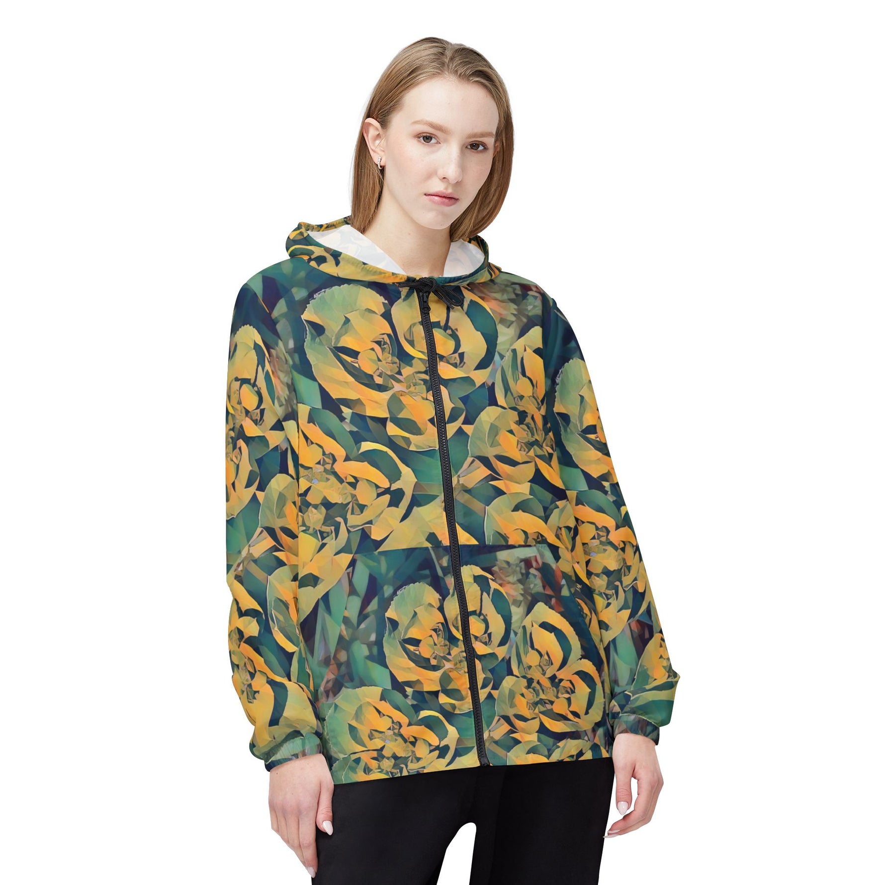 Windbreaker Jacket - Poly Art - Flower of Euphorbia Helioscopia