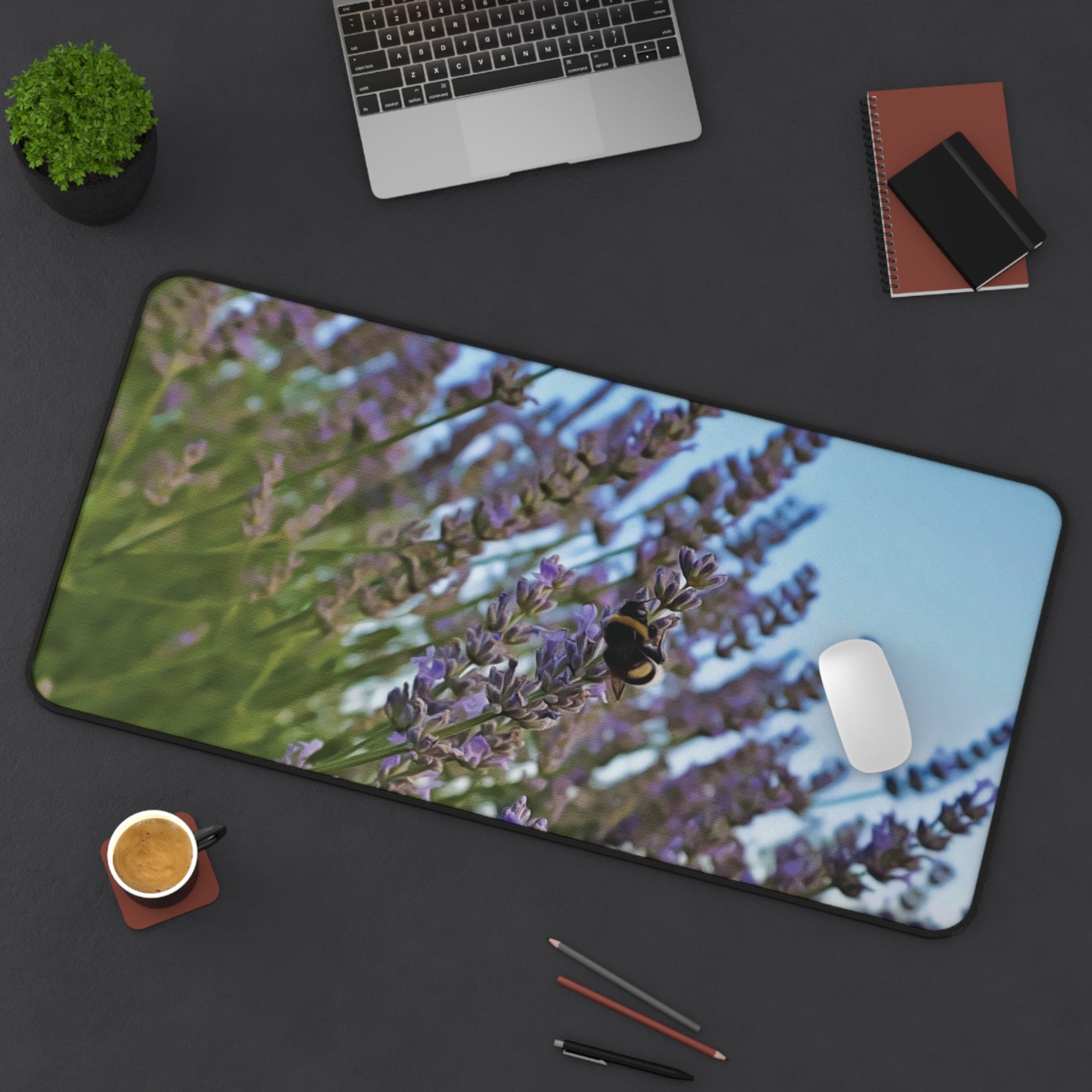 Desk Mat - Flower of Lavender and Bombus (Variant 1)