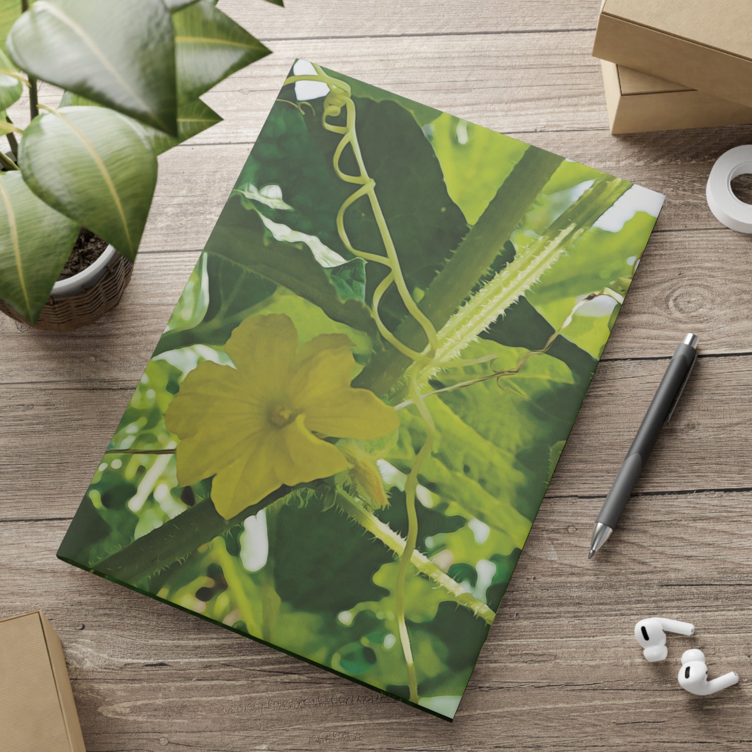 Hardcover Notebook with Puffy Covers - Flower of Cucumber