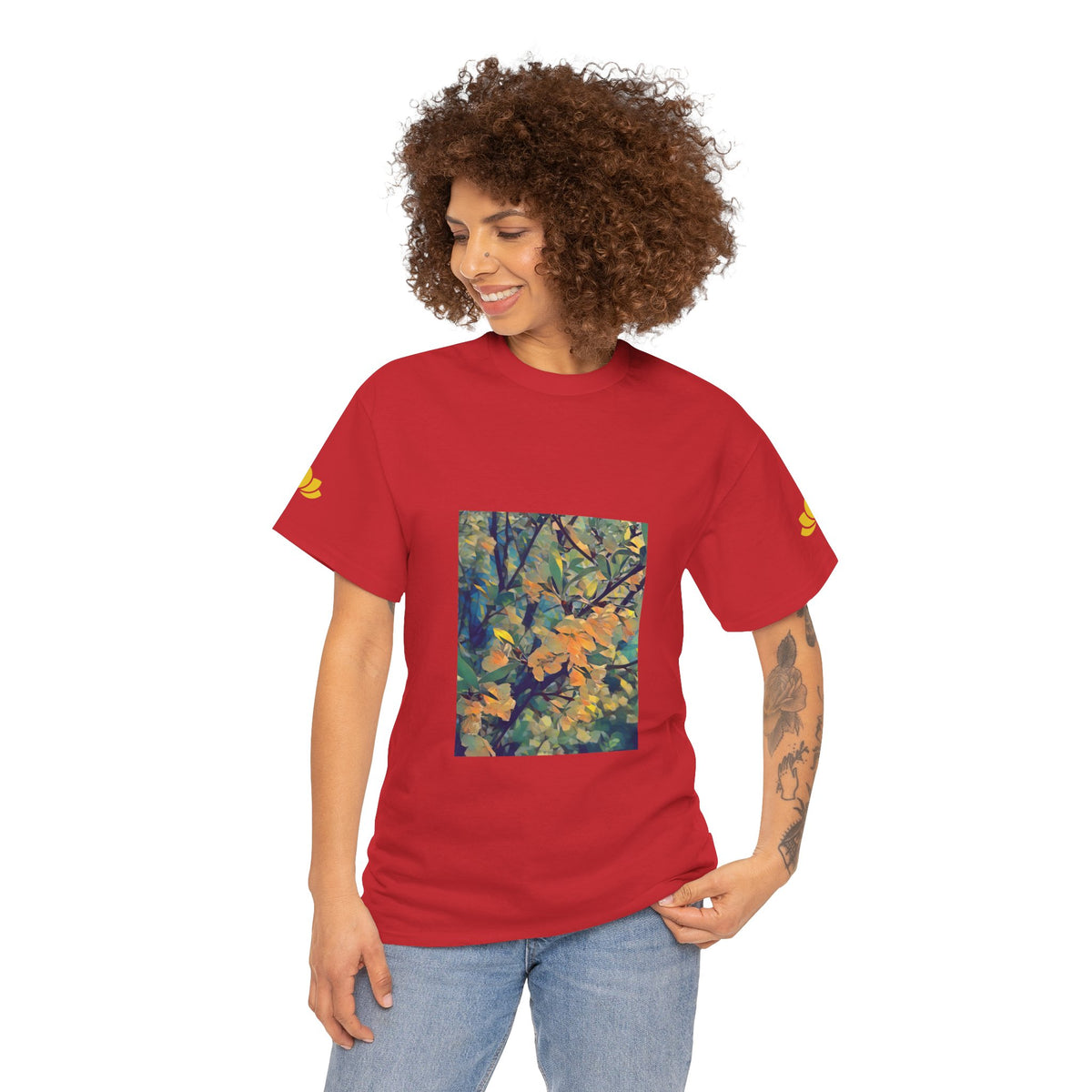 Unisex Heavy Cotton Tee - Poly Art - Apple's Tree Flower (Variant 2)