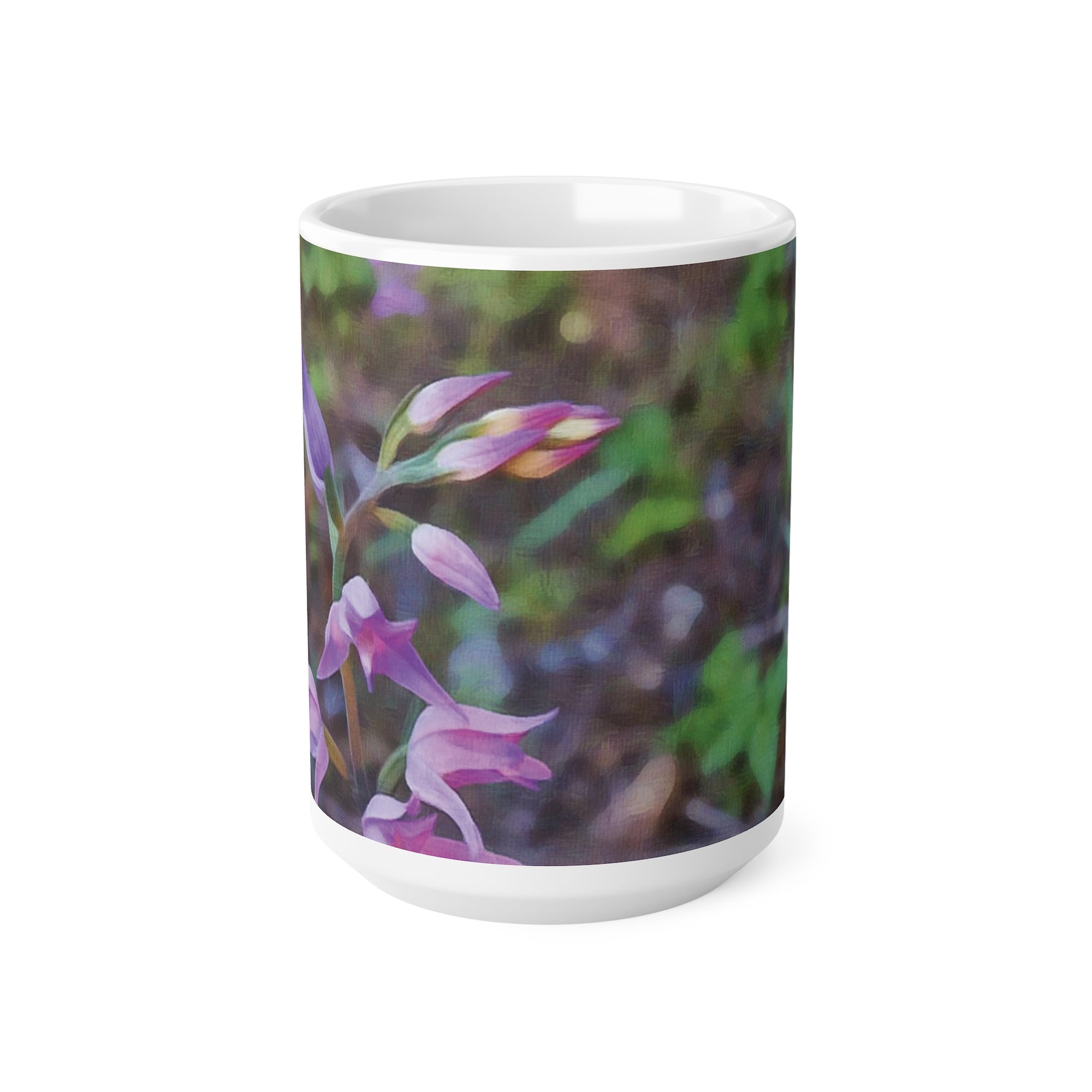 Ceramic White Cup 15oz - Flower of Cephalanthera Rubra