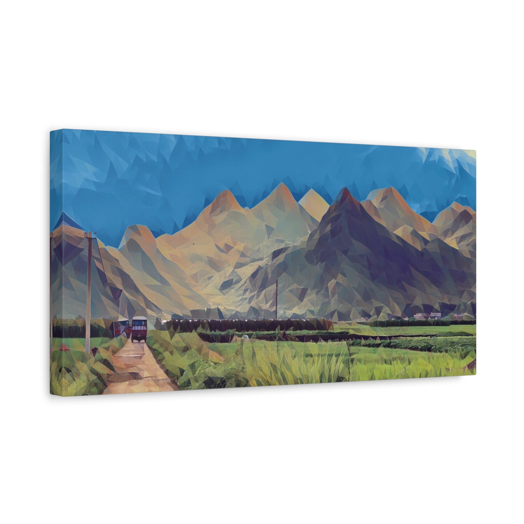 Stretched Matte Canvas - Poly Art - China's Guilin Hills