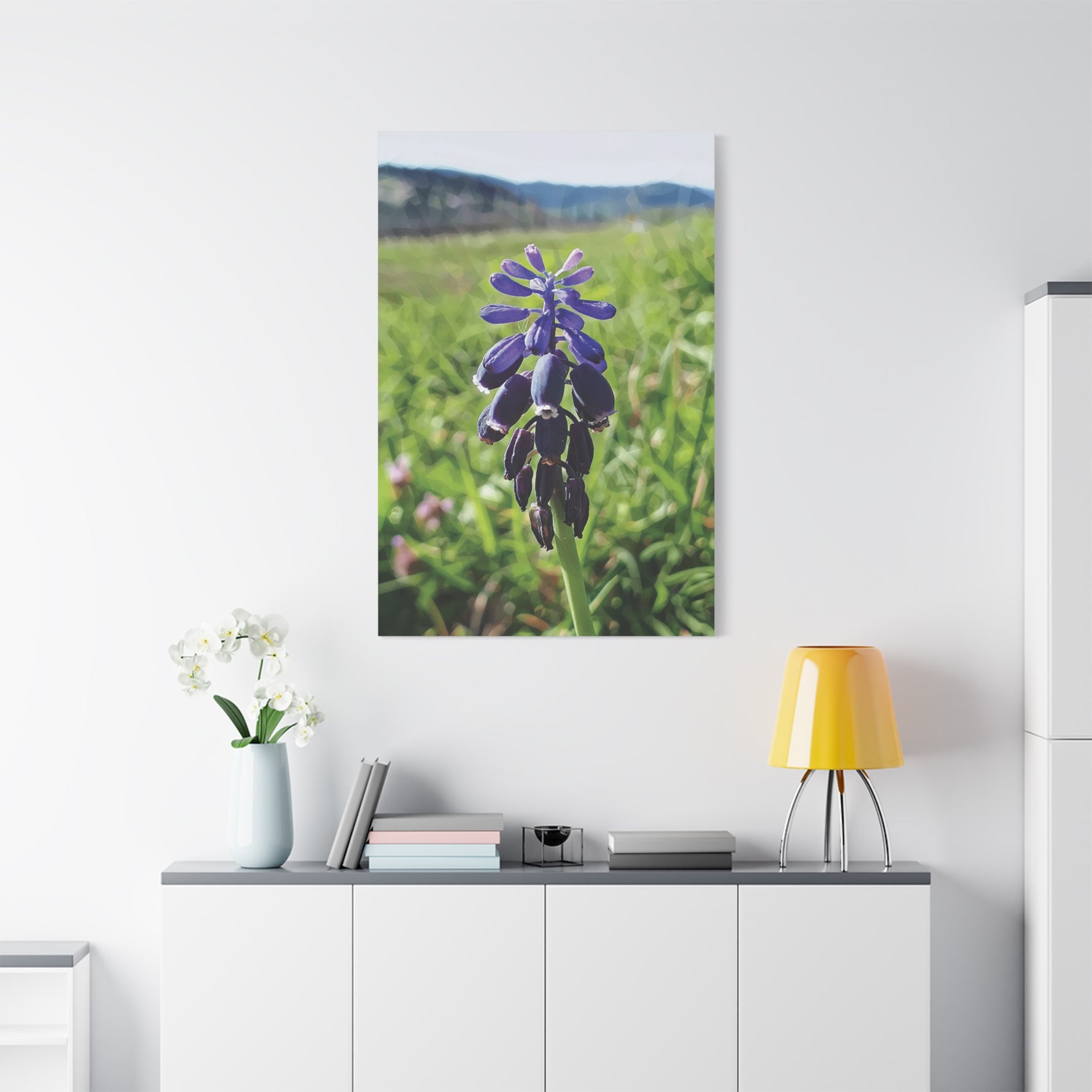 Stretched Matte Canvas - Poly Art - Flower of Muscari