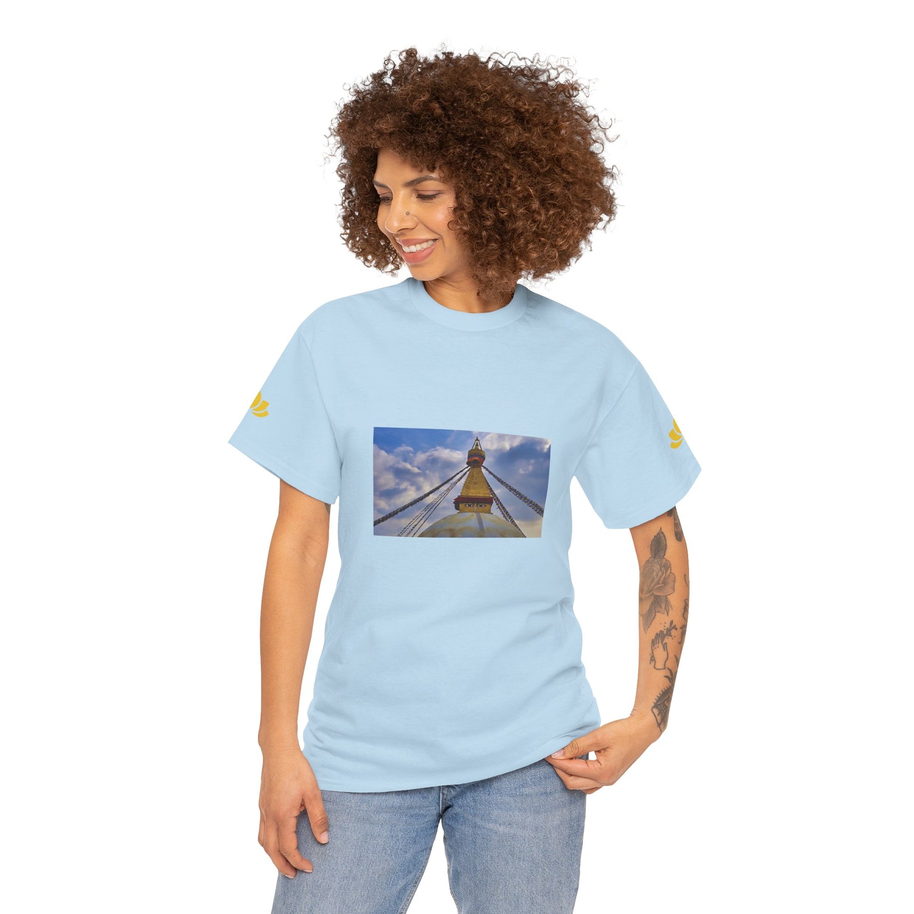 Unisex Heavy Cotton Tee - Nepal, Buddha's Eyes (Variant 5)