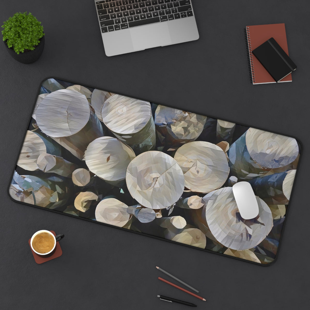 Desk Mat - Poly Art - Wooden Trunks (Variant 1)
