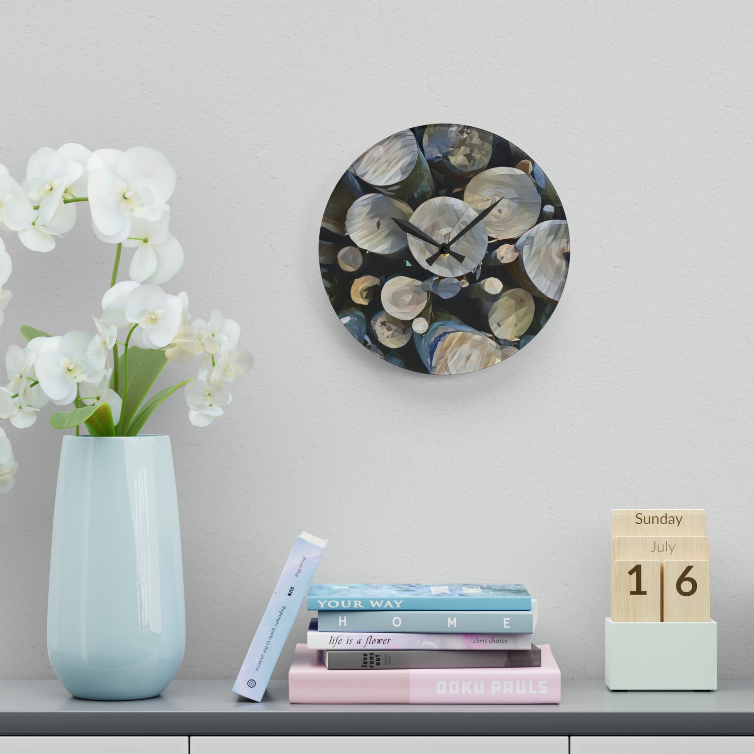 Acrylic Wall Clock - Poly Art - Wooden Trunks (Variant 5)