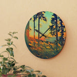 Acrylic Wall Clock - Poly Art - Forest Sunset (Variant 2)